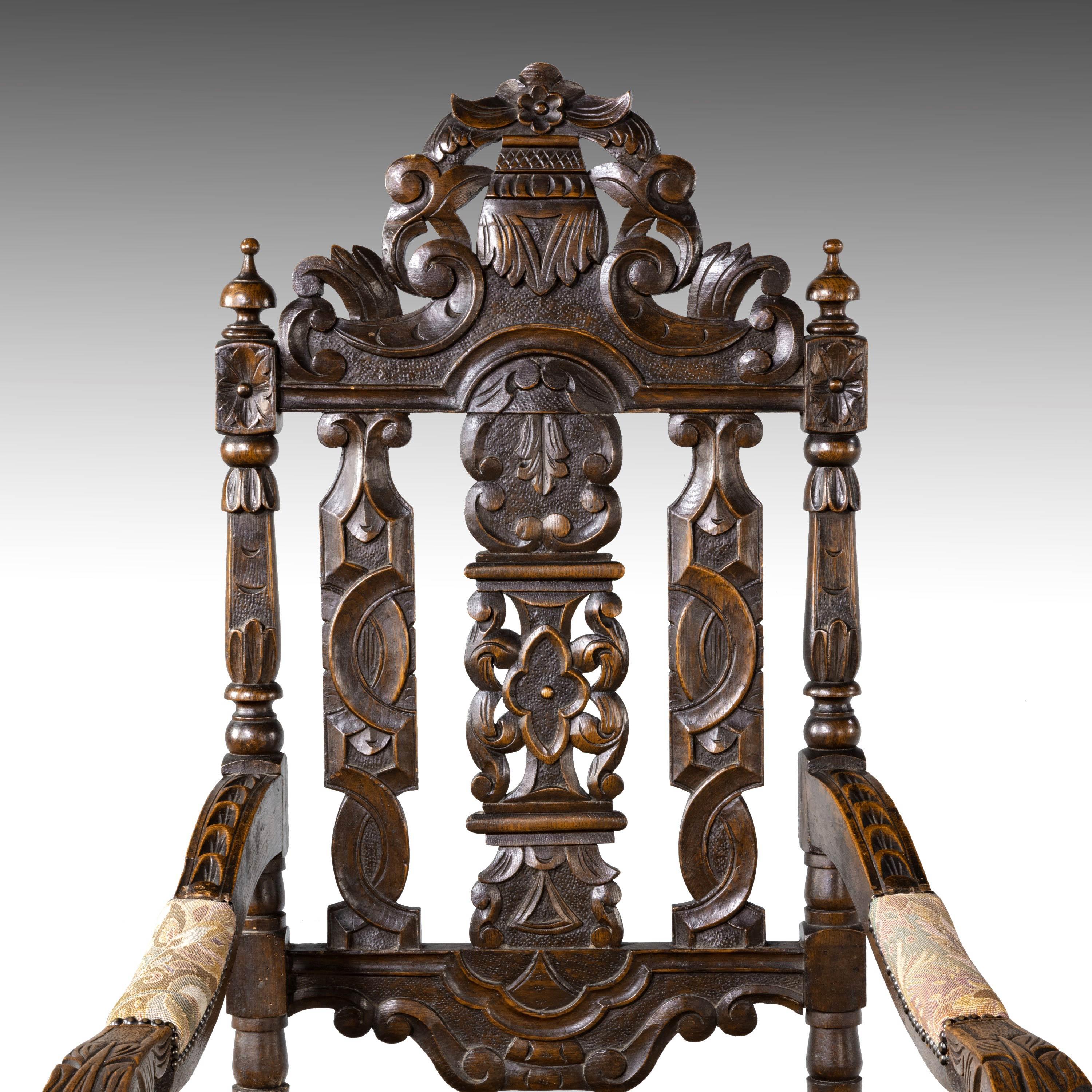 Quite Exceptional Set of 6 '4+2' 17th Century Style Oak Chairs 5