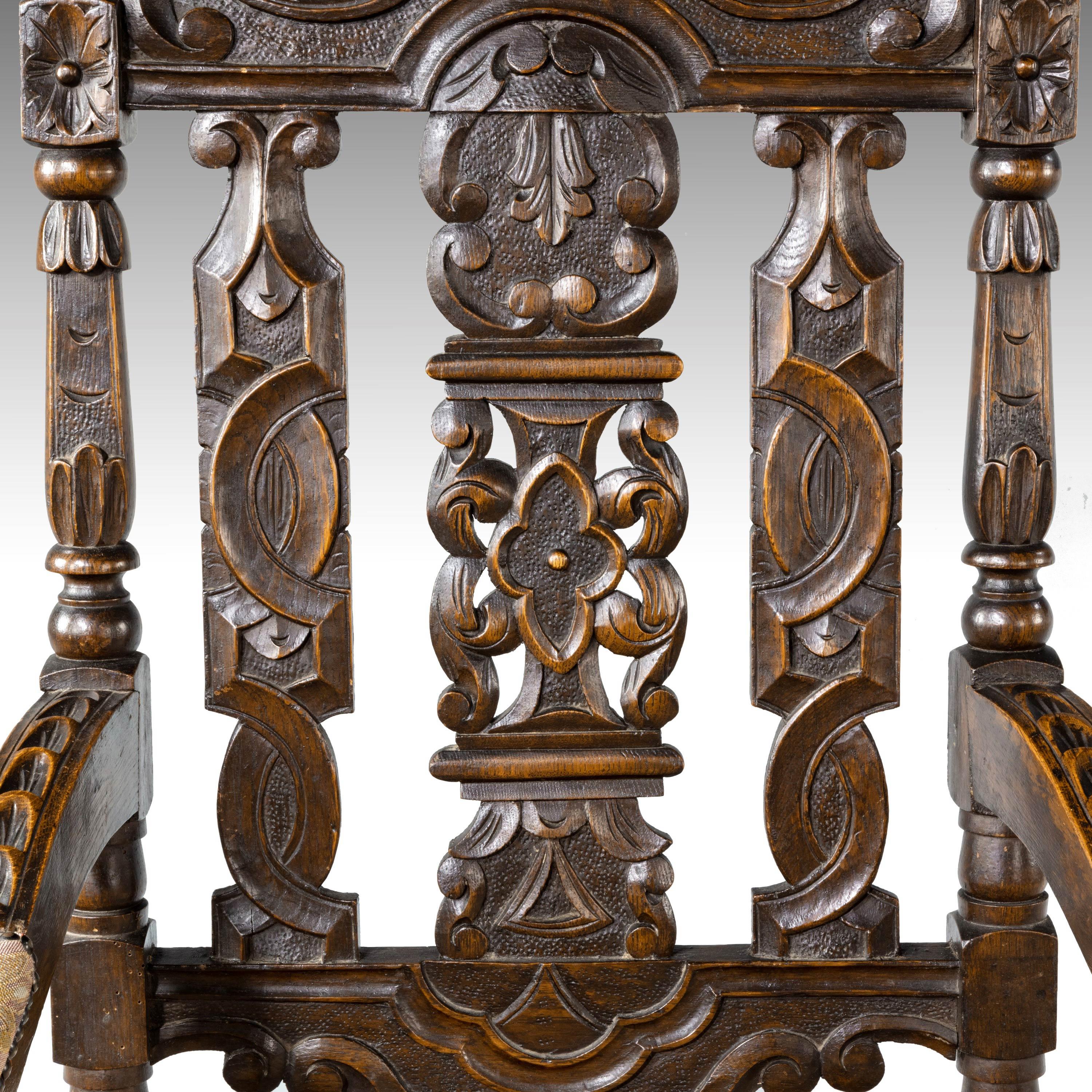 Quite Exceptional Set of 6 '4+2' 17th Century Style Oak Chairs 7