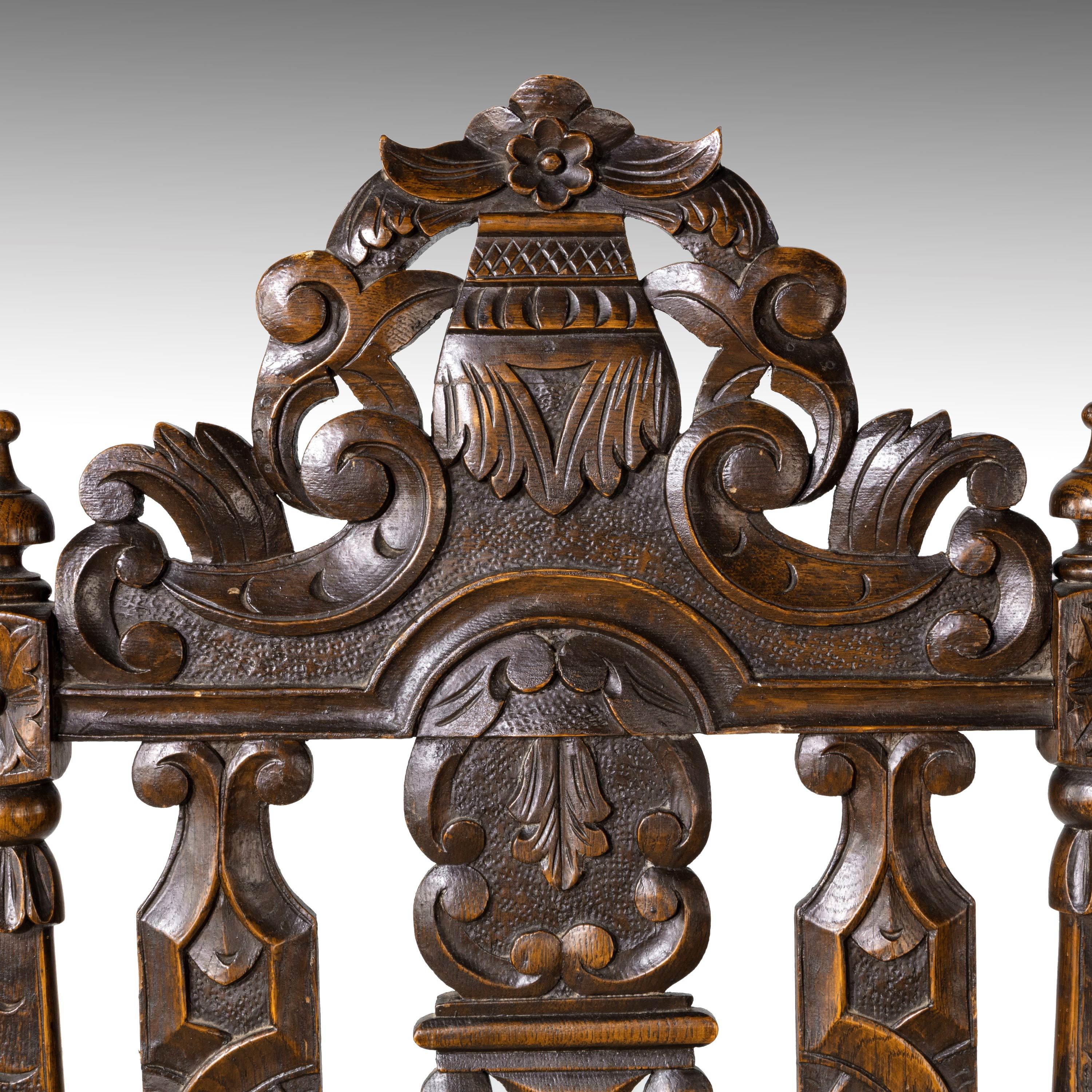 Quite Exceptional Set of 6 '4+2' 17th Century Style Oak Chairs 8