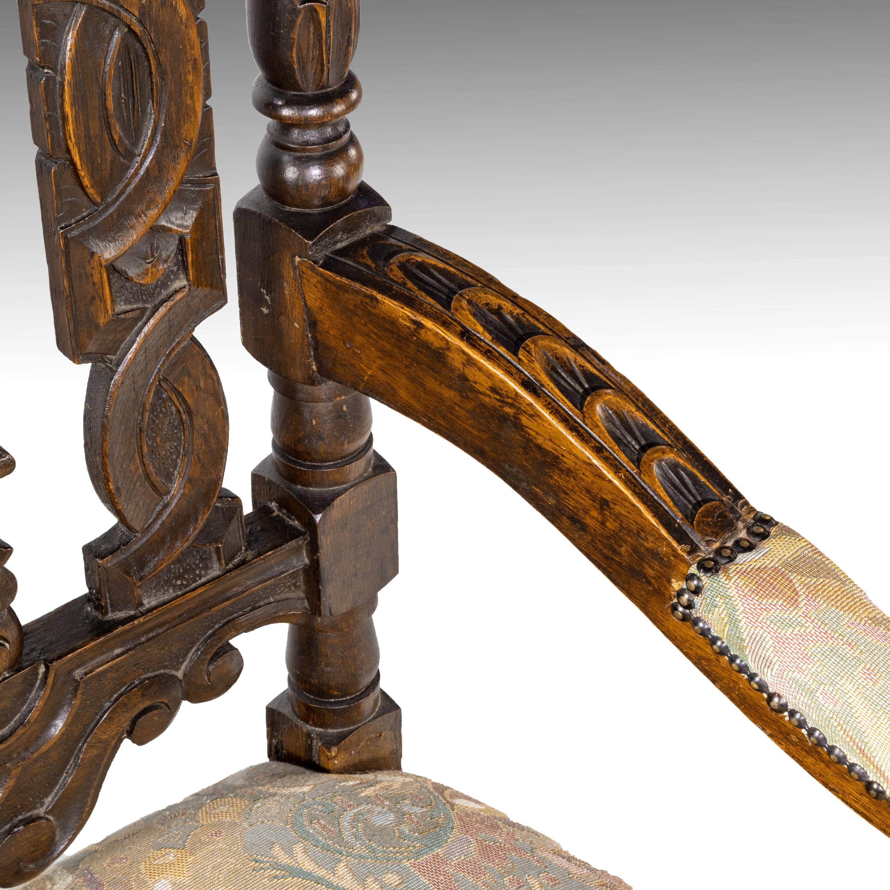 Quite Exceptional Set of 6 '4+2' 17th Century Style Oak Chairs 9