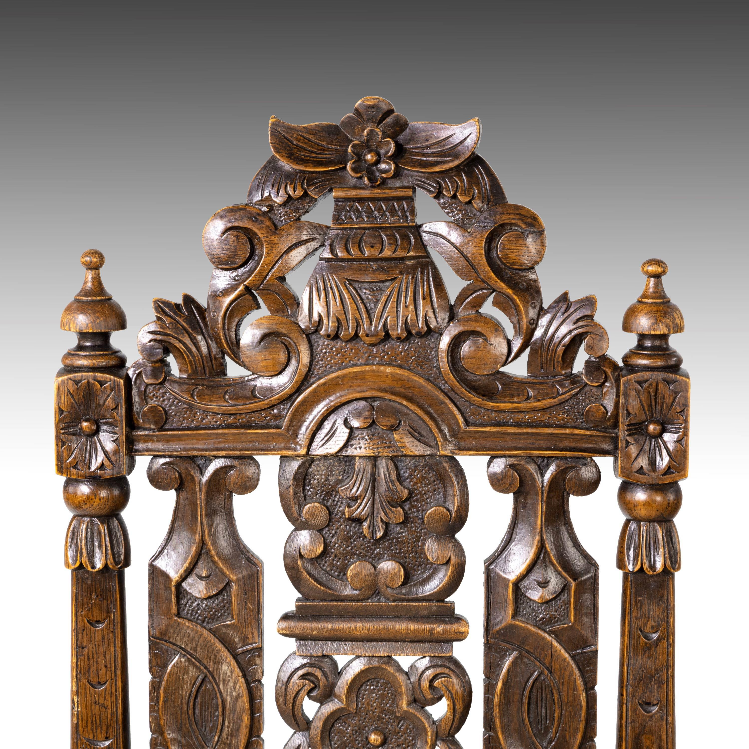 Quite Exceptional Set of 6 '4+2' 17th Century Style Oak Chairs 14