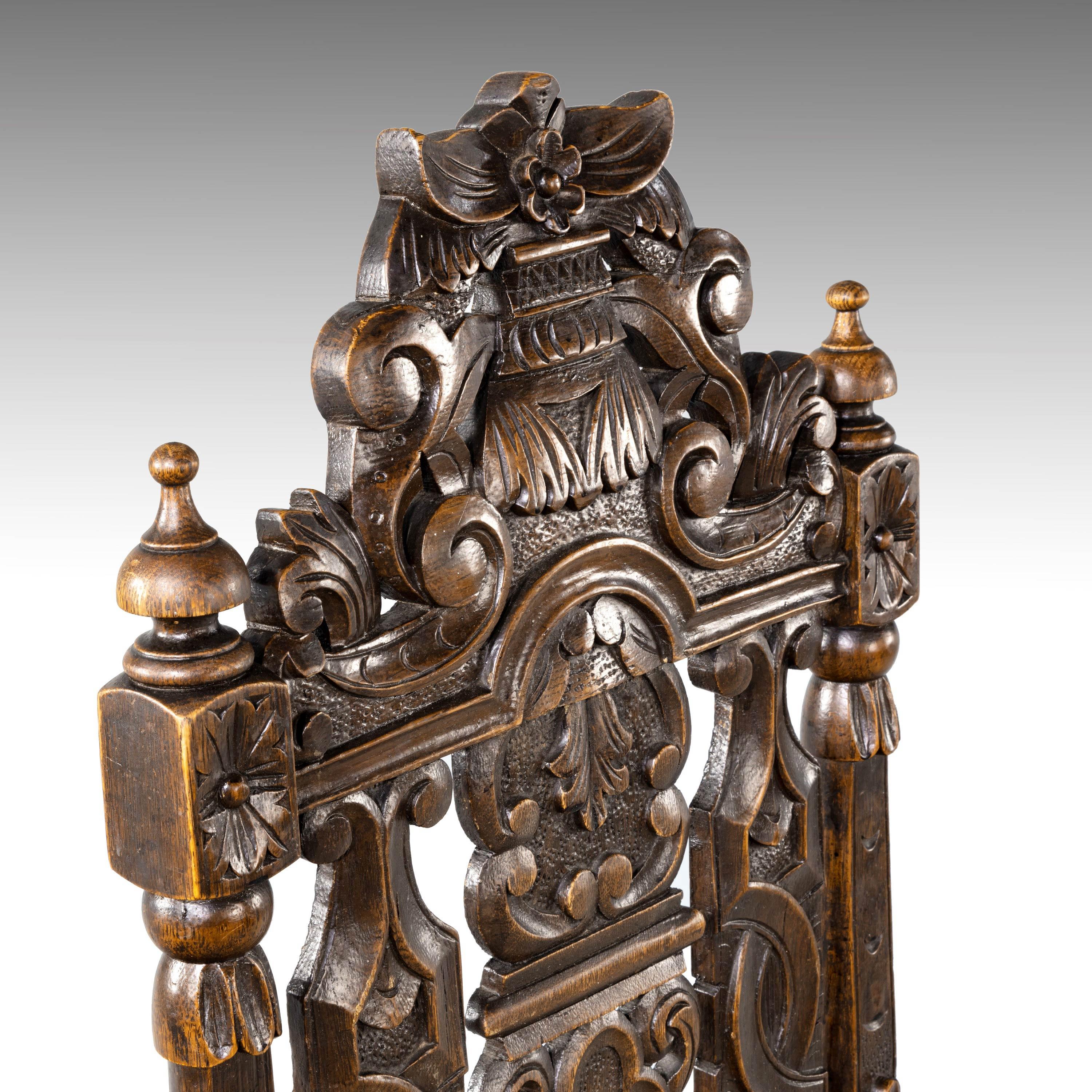 Quite Exceptional Set of 6 '4+2' 17th Century Style Oak Chairs 2
