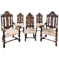 Quite Exceptional Set of 6 '4+2' 17th Century Style Oak Chairs