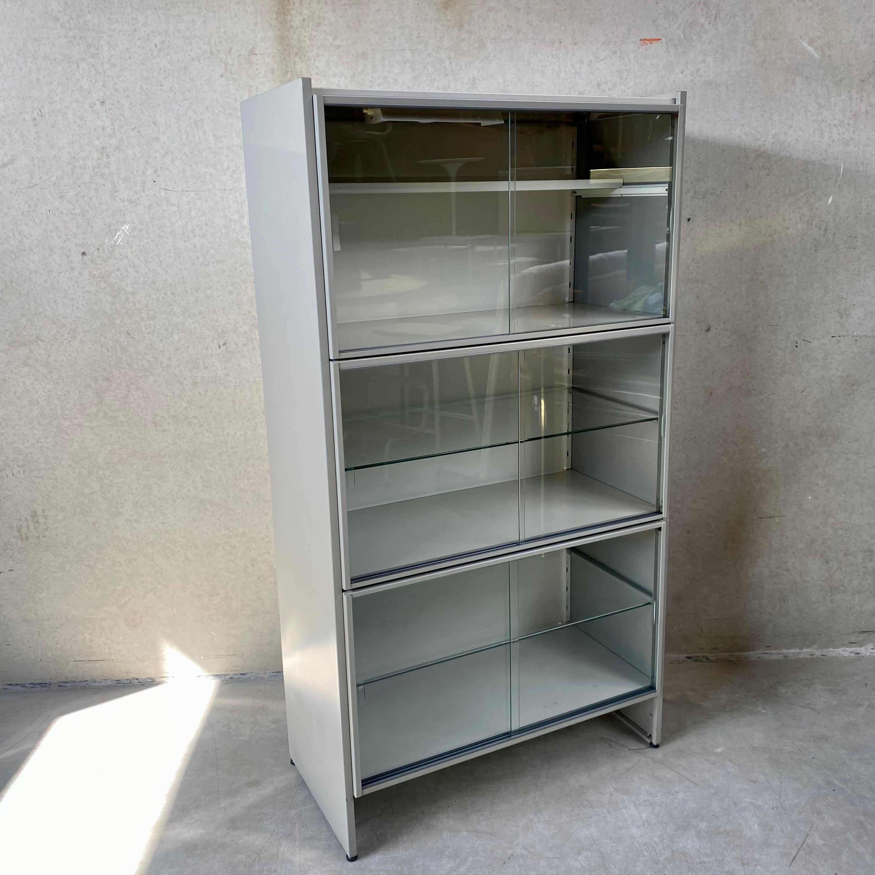 Mid-Century Modern A. R. Cordemeijer Metal Vitrine Wall Unit 5600 for Gispen, Netherlands 1962 For Sale