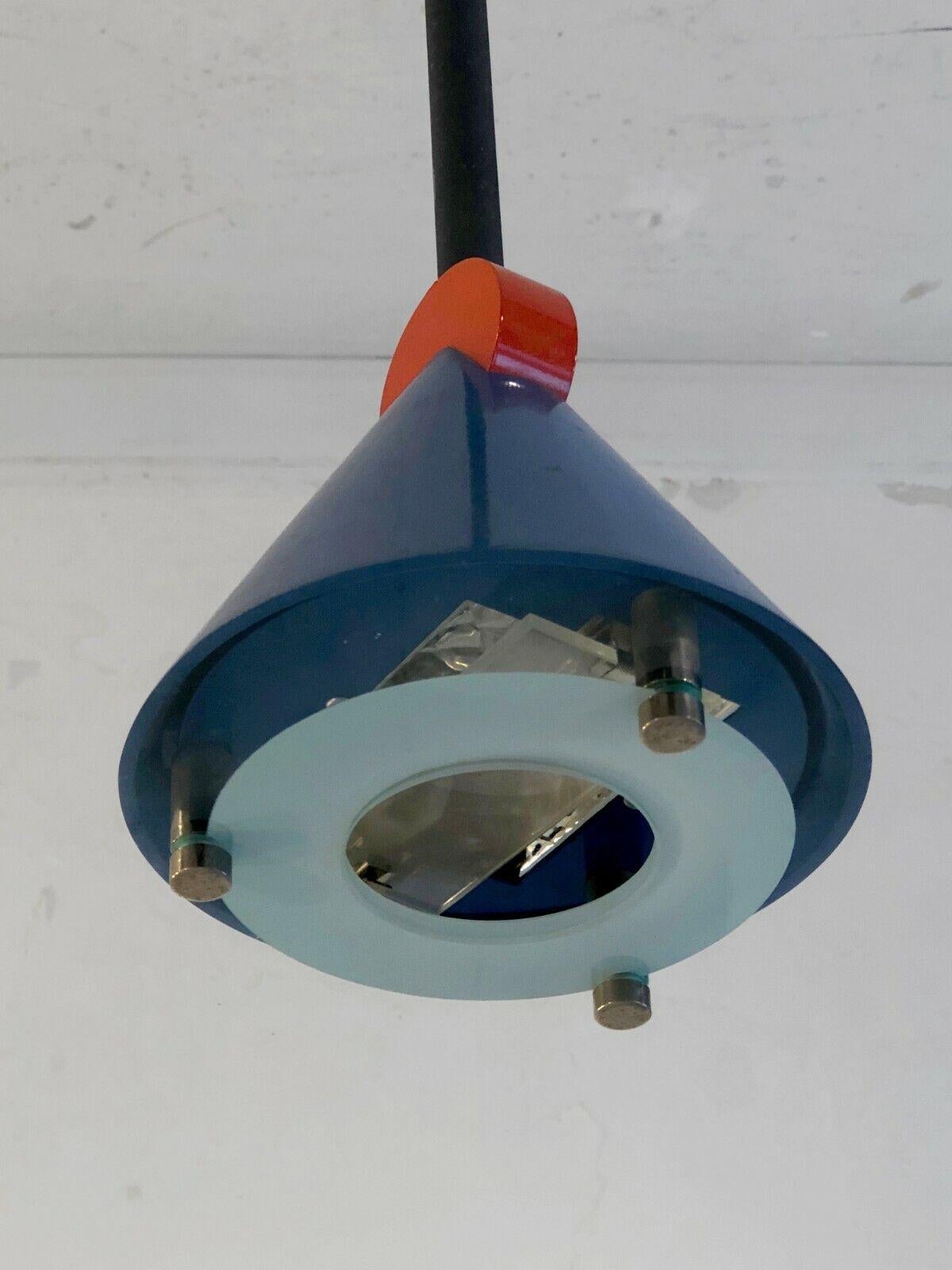 A RADICAL MINIMAL POST-MODERN Ceiling Light by VERRE LUMIERE, France 1980 For Sale 3