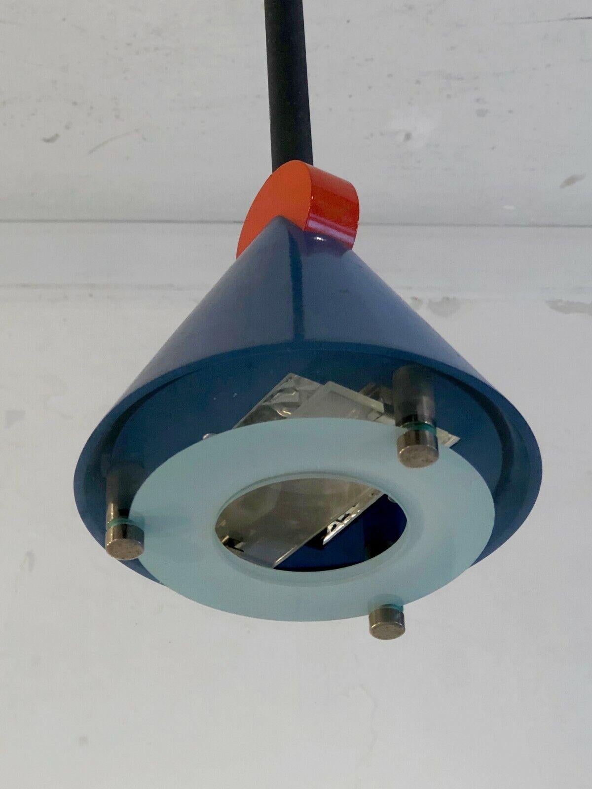 A RADICAL MINIMAL POST-MODERN Ceiling Light by VERRE LUMIERE, France 1980  For Sale 3