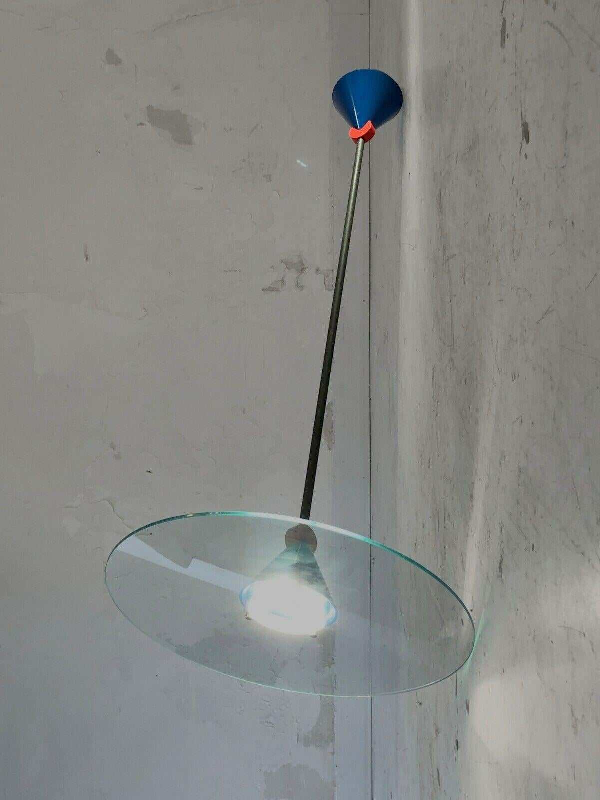 A RADICAL MINIMAL POST-MODERN Ceiling Light by VERRE LUMIERE, France 1980  For Sale 6
