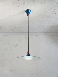 A RADICAL MINIMAL POST-MODERN Ceiling Light by VERRE LUMIERE, France 1980