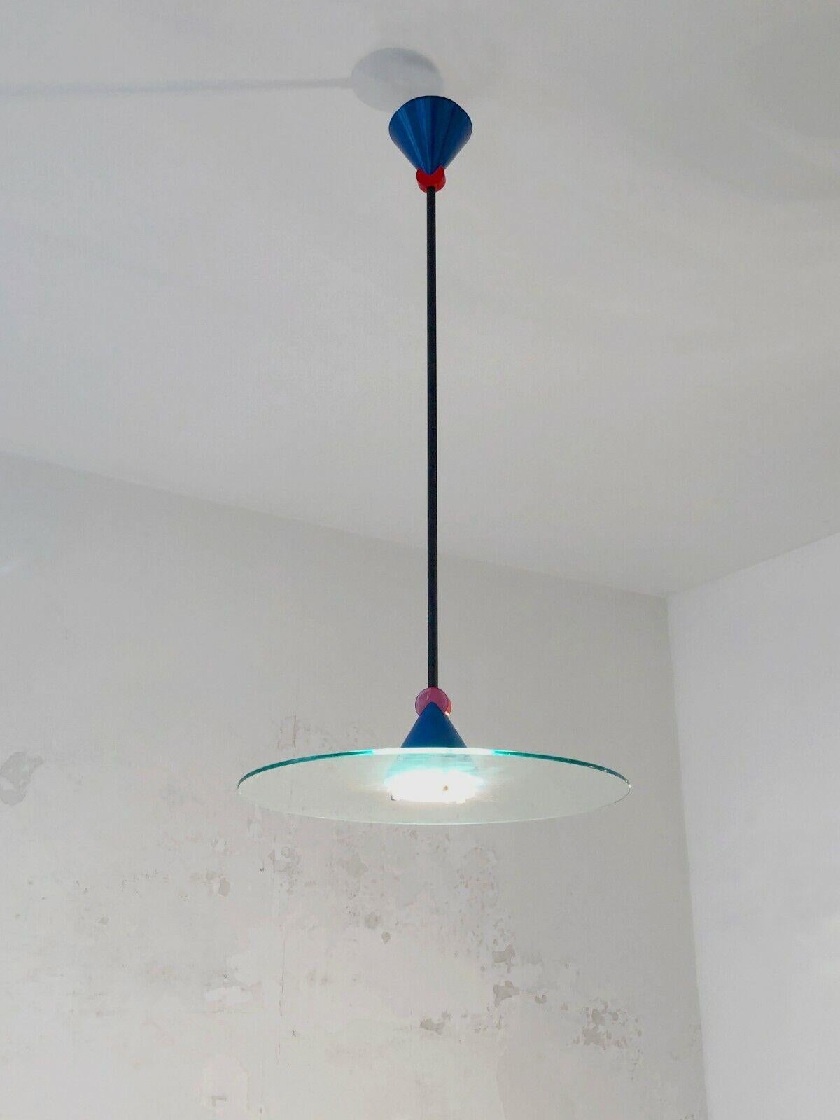 Metal A RADICAL MINIMAL POST-MODERN Ceiling Light by VERRE LUMIERE, France 1980  For Sale