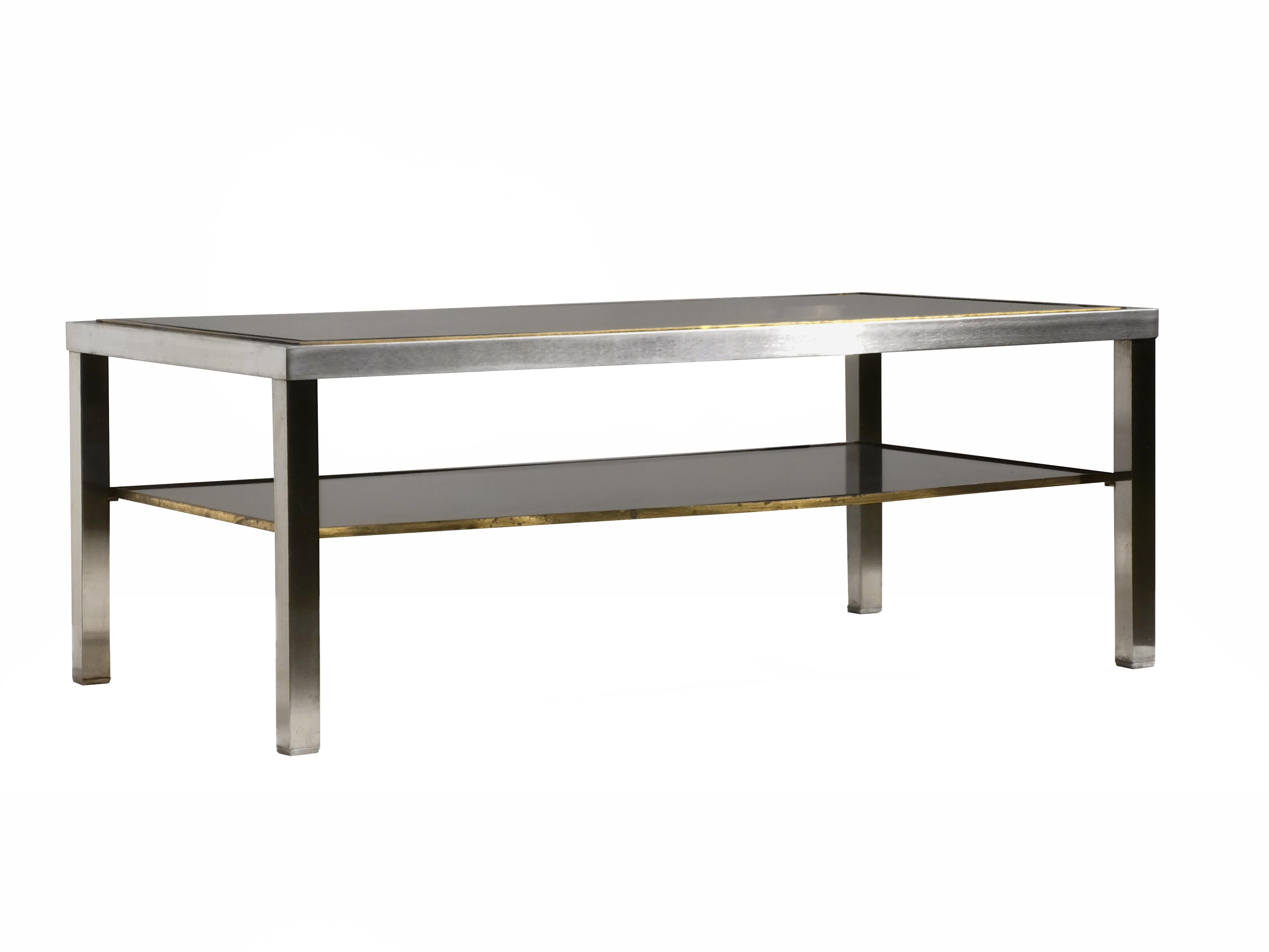 MESA DE CAFÉ RADICAL POSMODERNA de GUY LEFEVRE para MAISON JANSEN, Francia 1970 Metal en venta