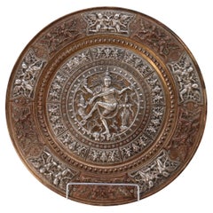 A Raj period silver, copper and brass repousse work charger, Indian circa 1900