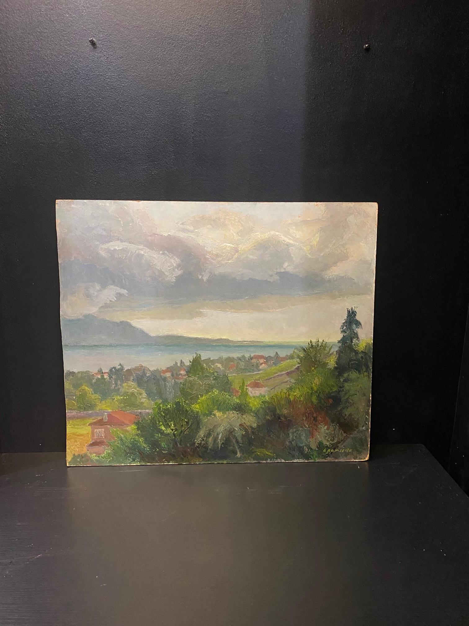 A. Ramseier - Before storm at Burier La Tour, Swiss - 68x80 cm For Sale 2