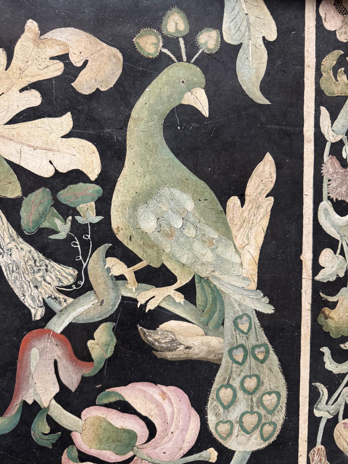 A Rare 17/18 C. North Italian Scagliola Panel with Parrots, Peacocks, & Flowers For Sale 9