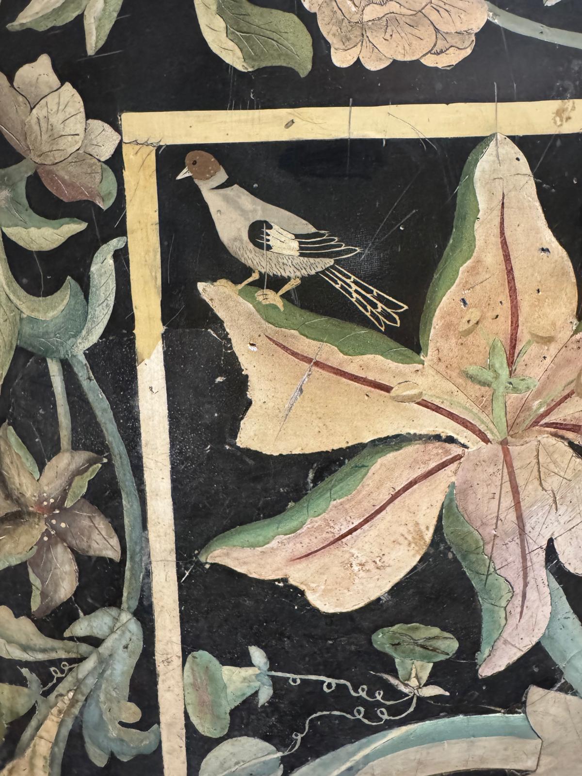 A Rare 17/18 C. North Italian Scagliola Panel with Parrots, Peacocks, & Flowers For Sale 1