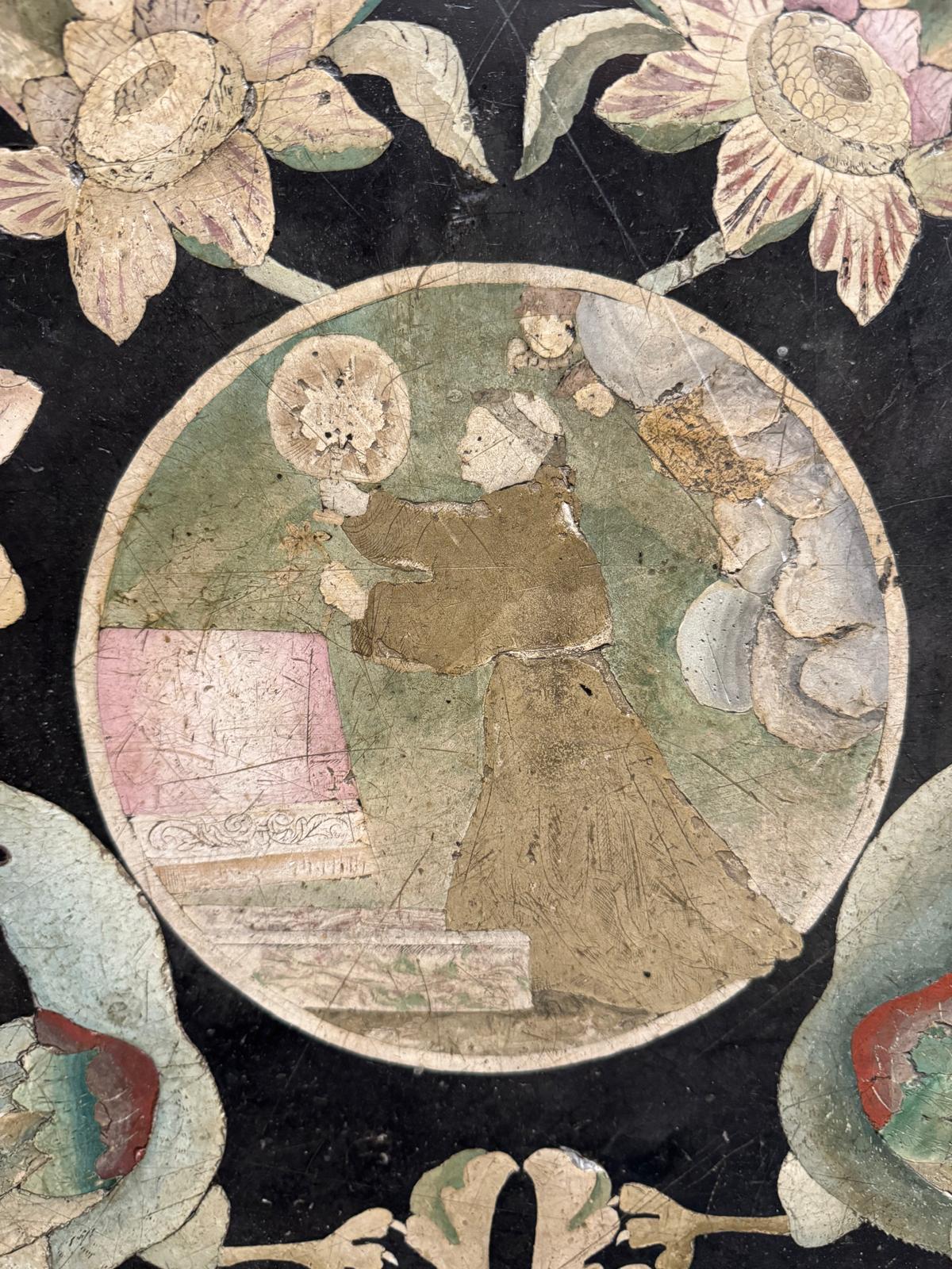 A Rare 17/18 C. North Italian Scagliola Panel with Parrots, Peacocks, & Flowers For Sale 3
