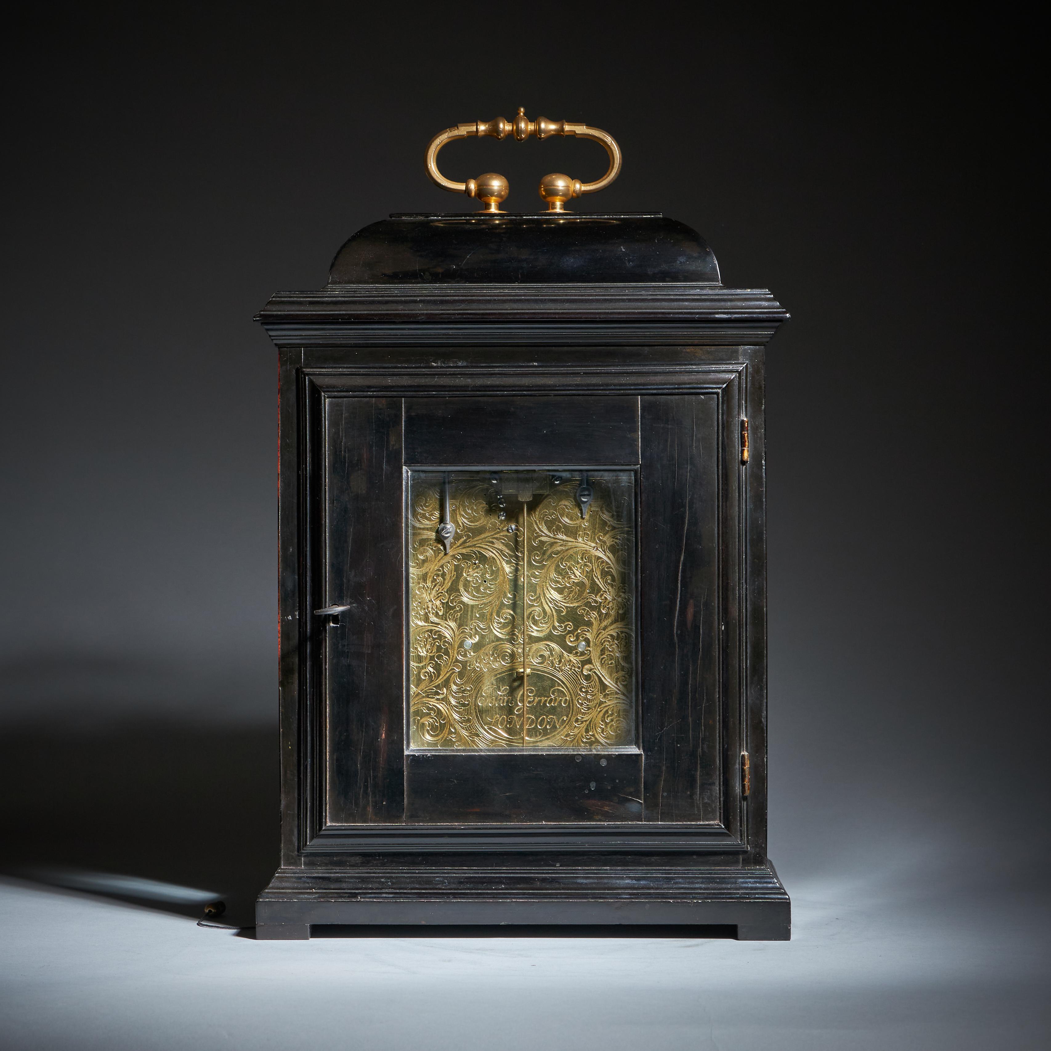 A rare 17th century English eight-day spring-driven table clock by J Gerrard In Good Condition For Sale In Oxfordshire, United Kingdom