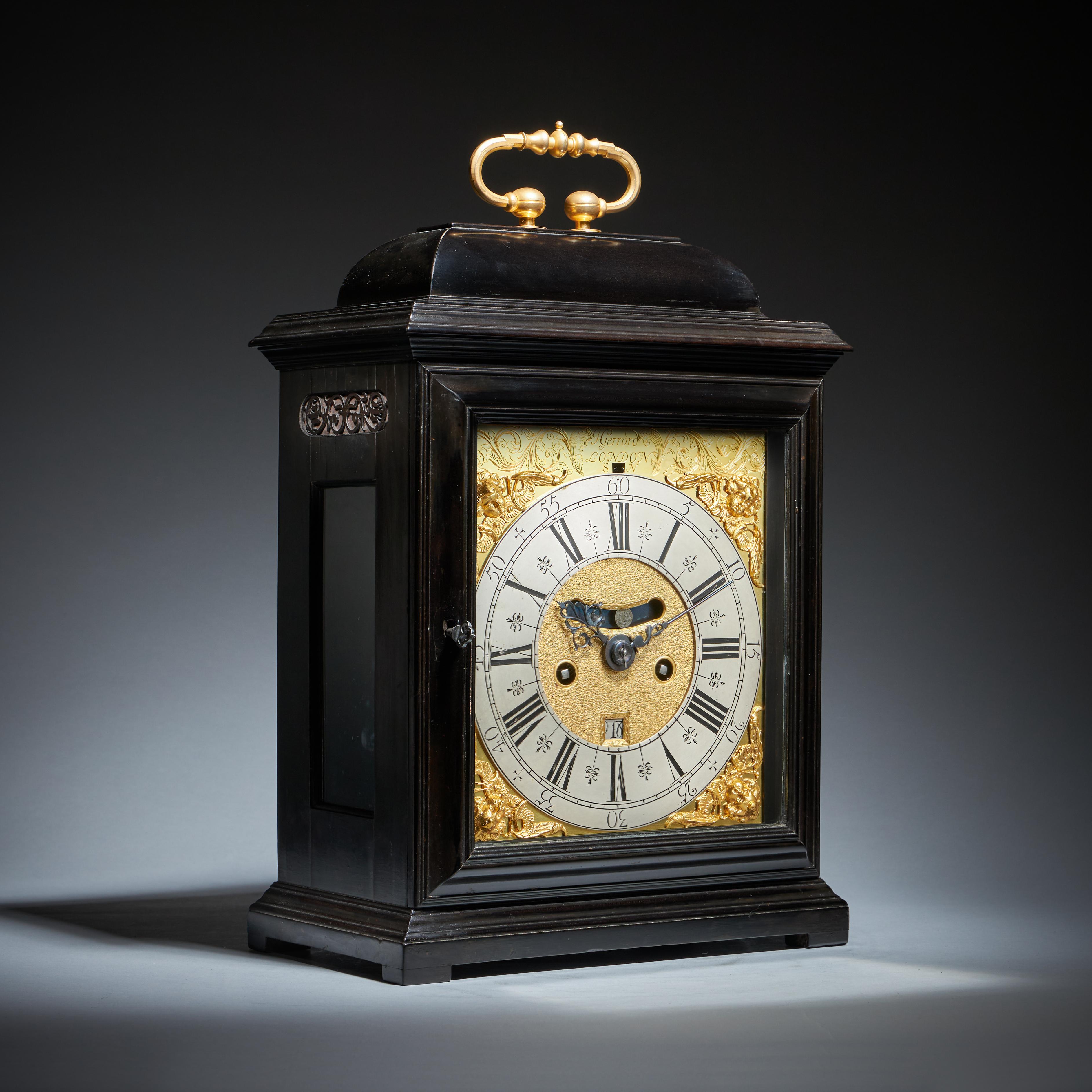 A rare 17th century English eight-day spring-driven table clock by J Gerrard For Sale 1