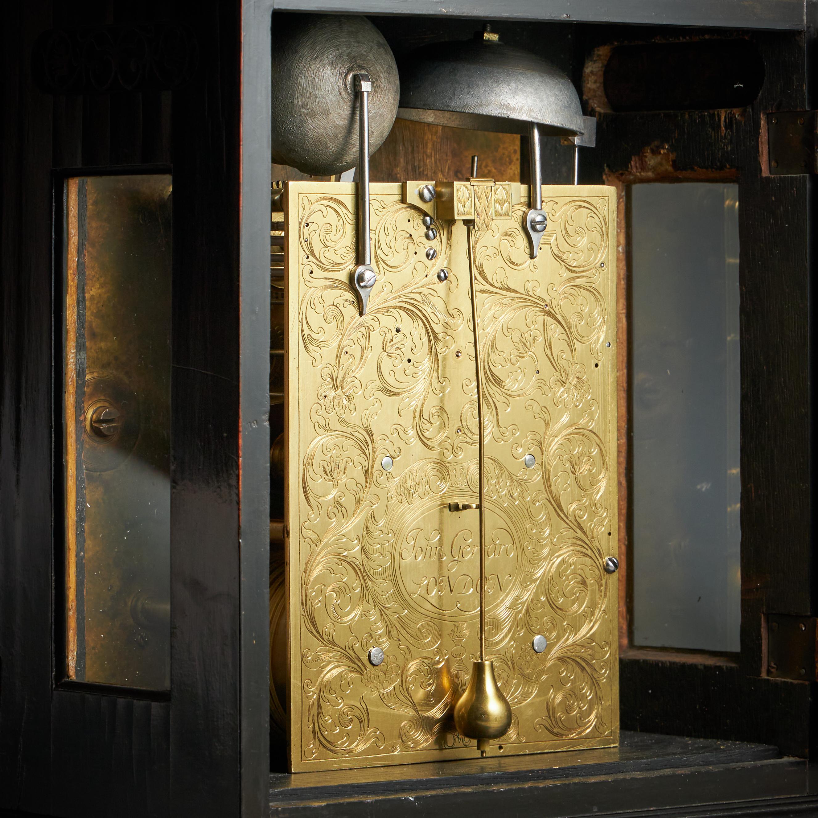 A rare 17th century English eight-day spring-driven table clock by J Gerrard For Sale 3