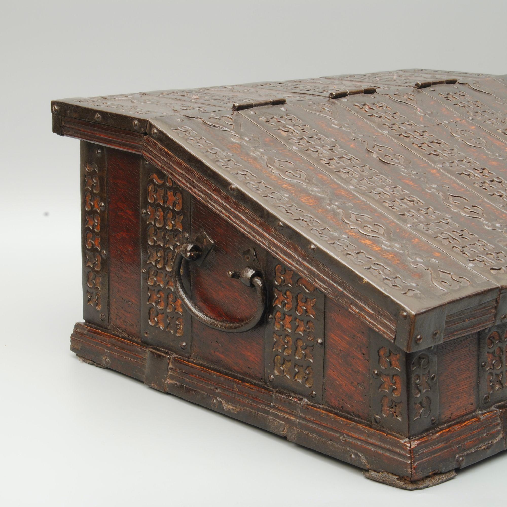 European A Rare 17th Century Iron Bound Oak Strong Box