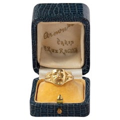 A Rare 18 Carat Gold Art Nouveau Theater Mask Ring 