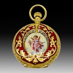 Rare 18ct Gold Enamel "Special" Diamond Grade Hunter Pocket Watch Waltham, 1898