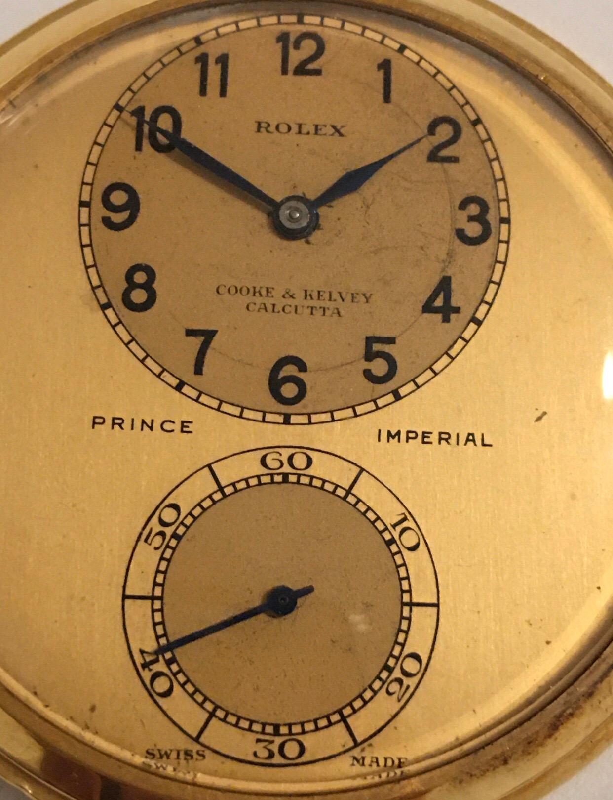 Rare 18k Gold Rolex Observatory Prince Imperial Dress Pocket Watch, circa 1950s For Sale 3