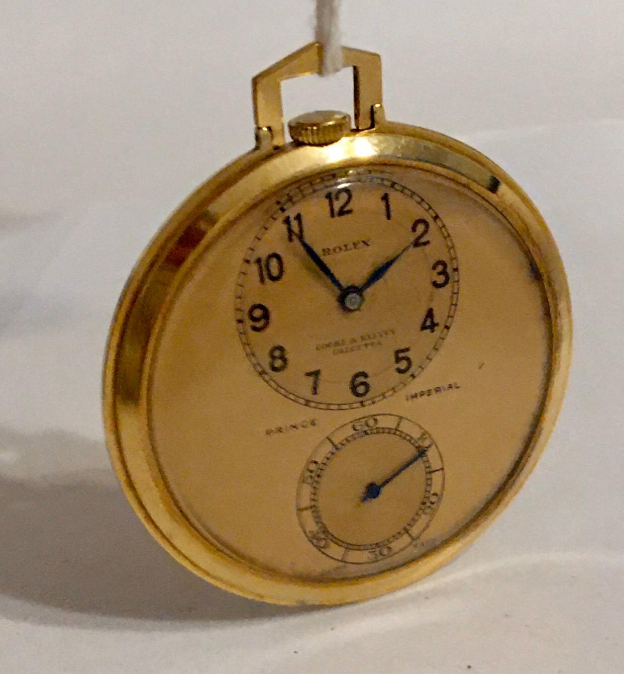 Rare 18k Gold Rolex Observatory Prince Imperial Dress Pocket Watch, circa 1950s For Sale 5