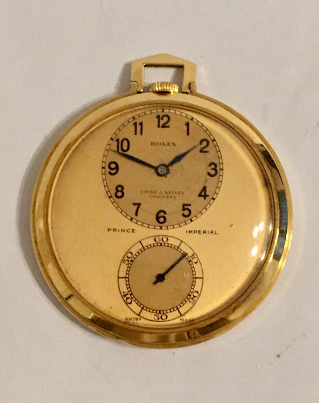 Rare 18k Gold Rolex Observatory Prince Imperial Dress Pocket Watch, circa 1950s For Sale 9