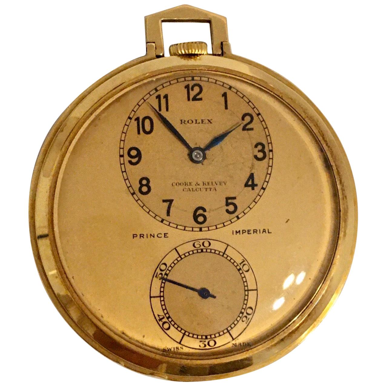 Rare 18k Gold Rolex Observatory Prince Imperial Dress Pocket Watch, circa 1950s For Sale