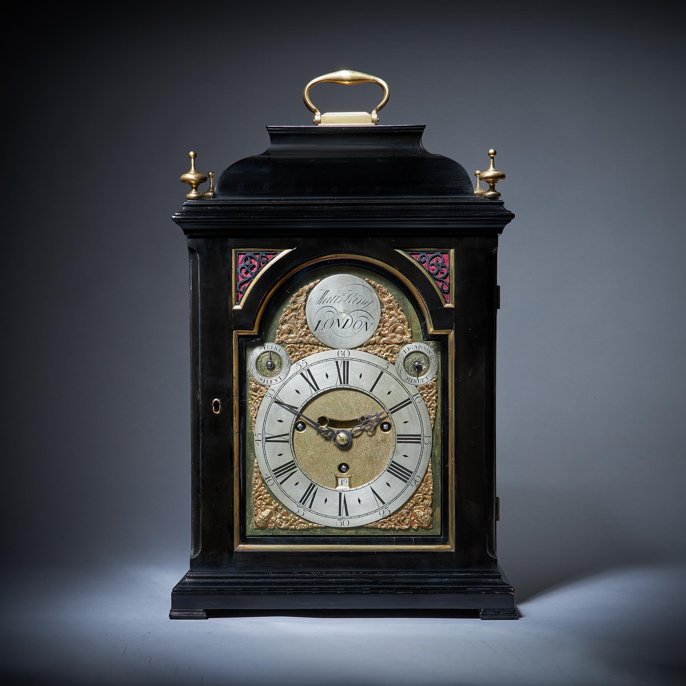 18th Century and Earlier Rare 18th Century George II Musical Table Clock by Matthew King, circa 1735 For Sale