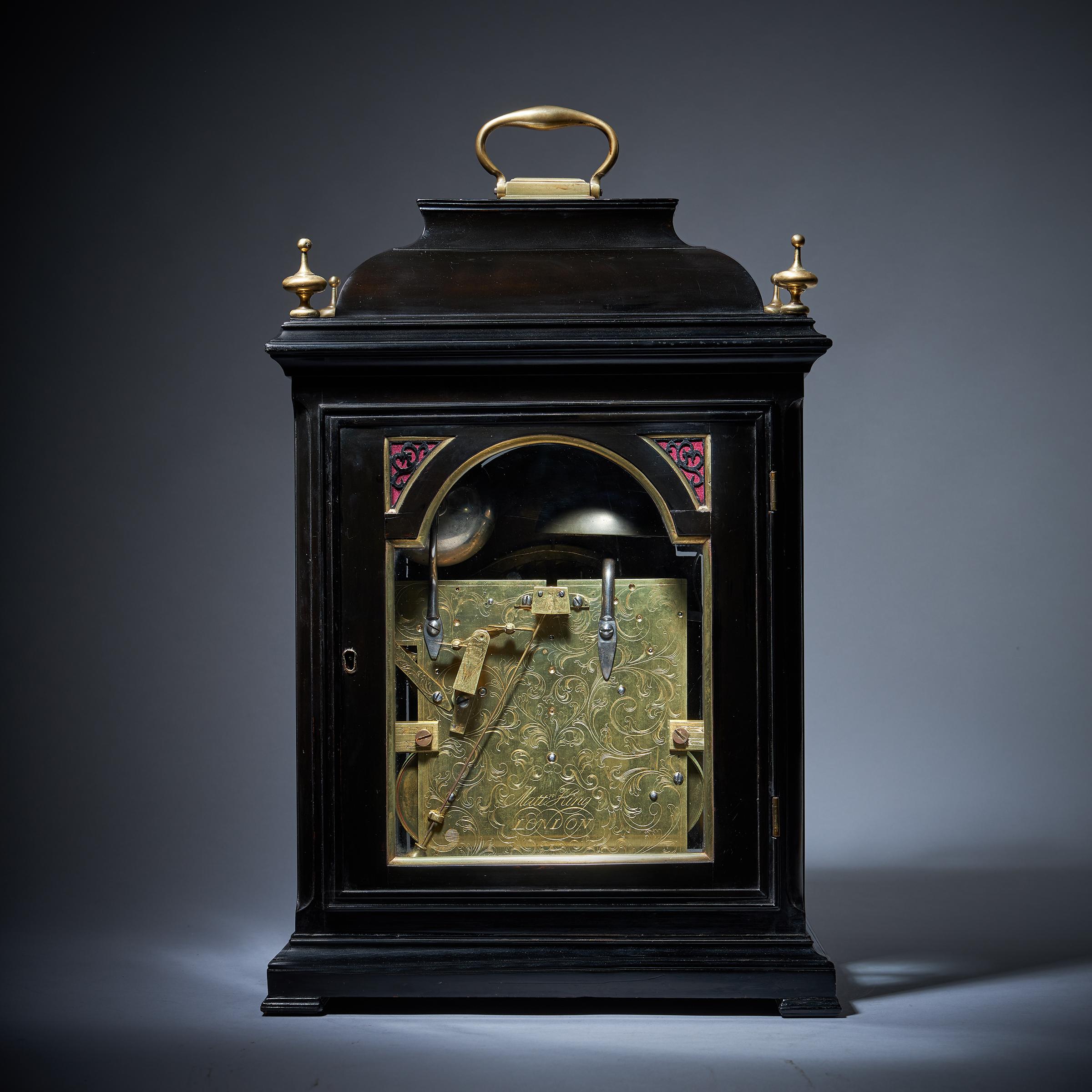 Rare 18th Century George II Musical Table Clock by Matthew King, circa 1735 For Sale 2