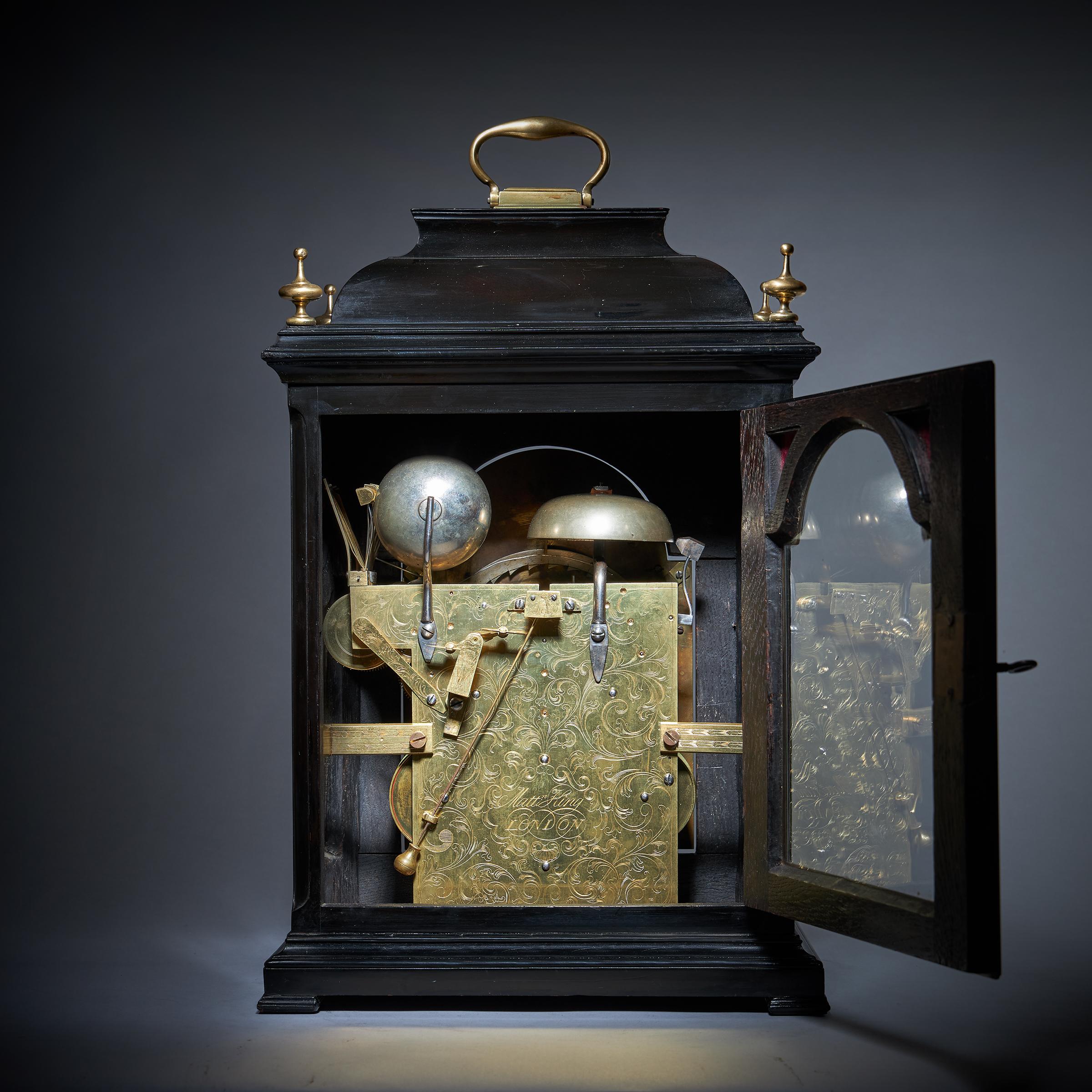 Rare 18th Century George II Musical Table Clock by Matthew King, circa 1735 For Sale 3
