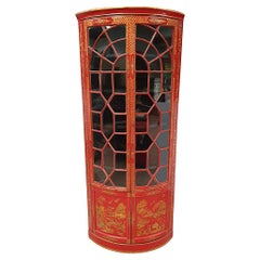 Rare 18th Century Irish George III Oriental Hand Painted Corner Cabinet