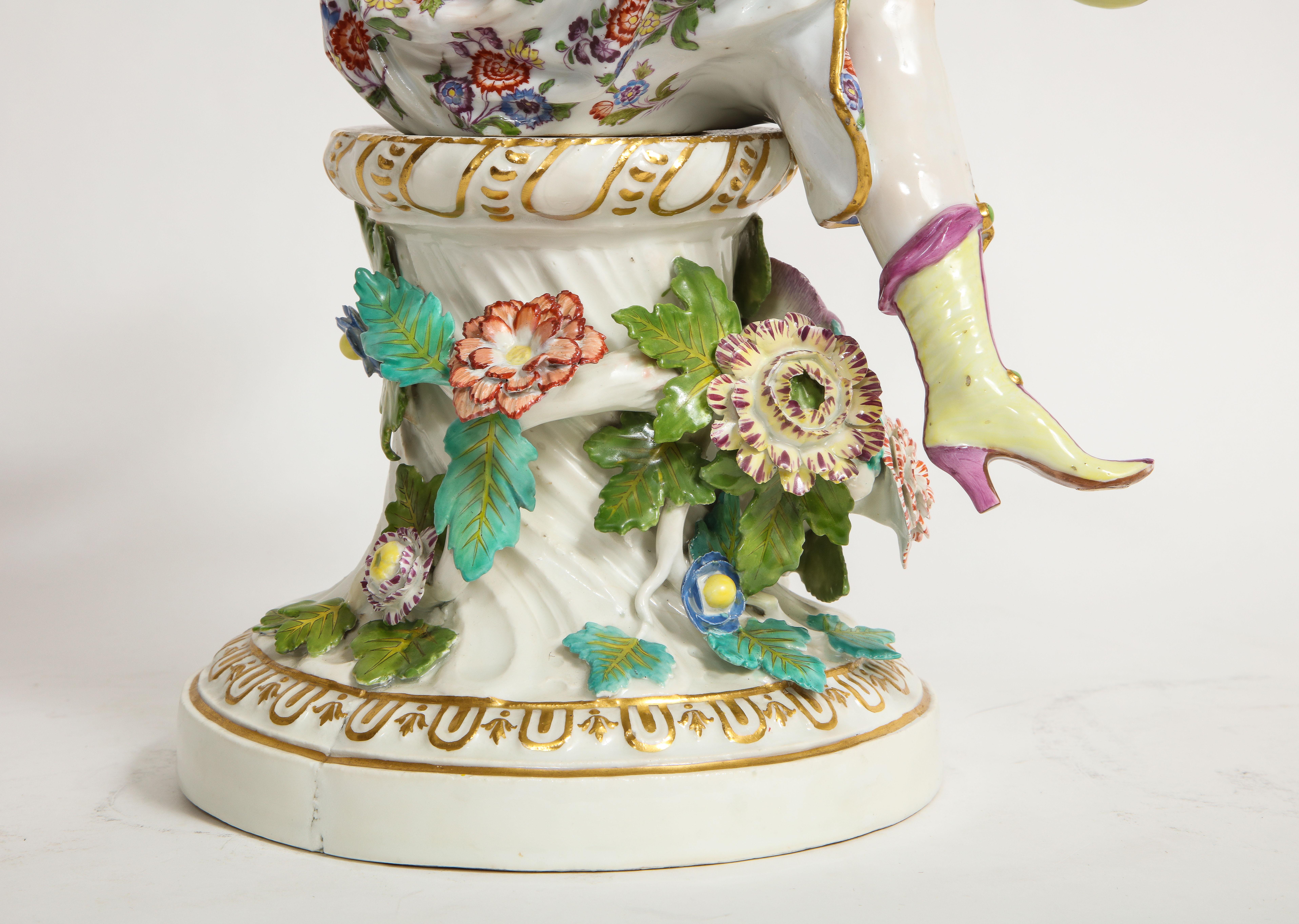Rare 18th Century Meissen Porcelain Group of a Thalia with a Harlequin Child For Sale 5