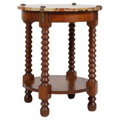 A rare 1930s French Art Deco side table in oak with marble top