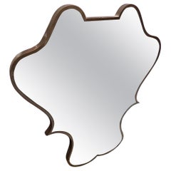 A Rare 1950s Gio Ponti Style Brass Italian Well Shaped Wall Mirror A Rare 1950s Gio Ponti Style Brass Italian Well Shaped Wall Mirror