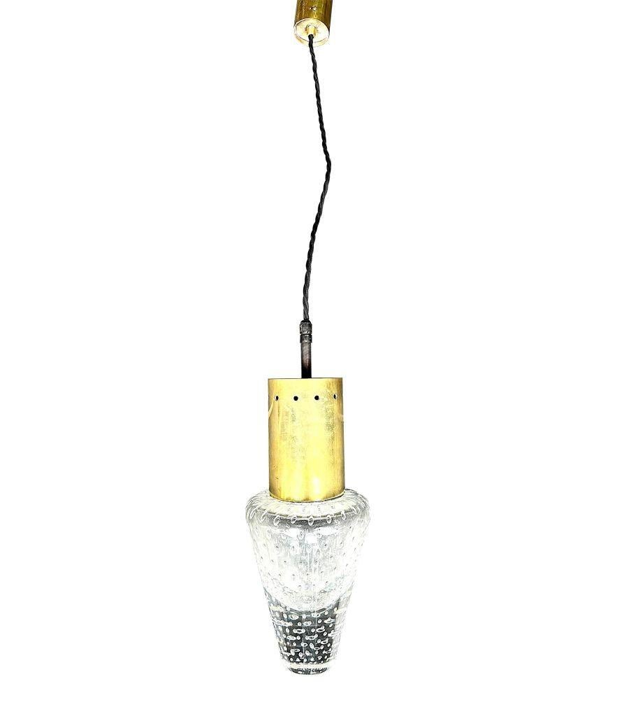 Mid-Century Modern A rare 1950s Murano glass pendant light by Gino Sarfatti and Archimede Seguso For Sale