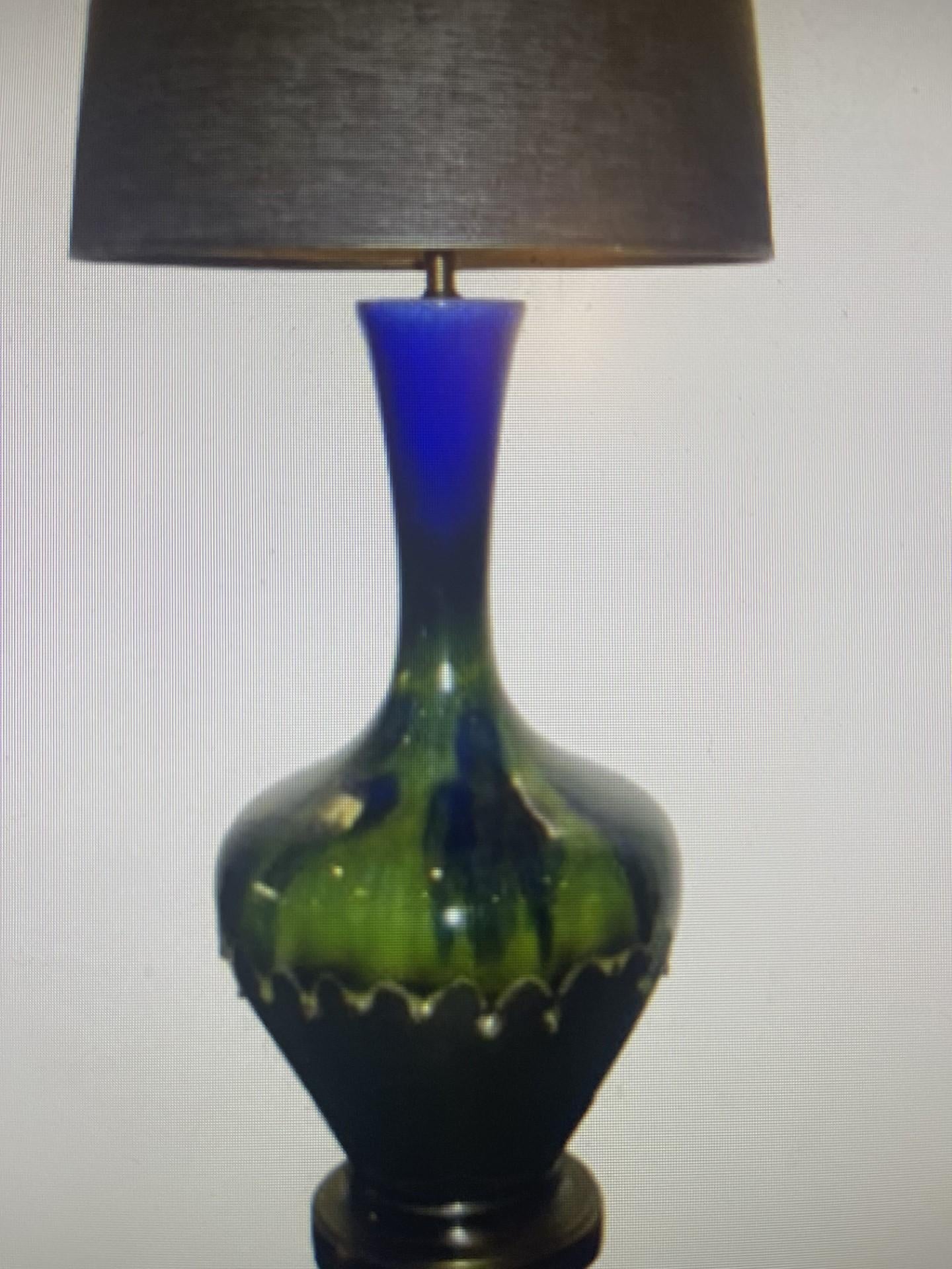 A  Rare 1970s Studio Graphite & Ceramic Tall Table Lamp In Excellent Condition For Sale In Bellport, NY