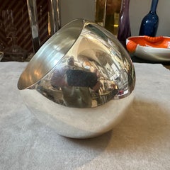 A Rare 1980s Minimalist Silver Plated Round Design Vase by Lino Sabattini