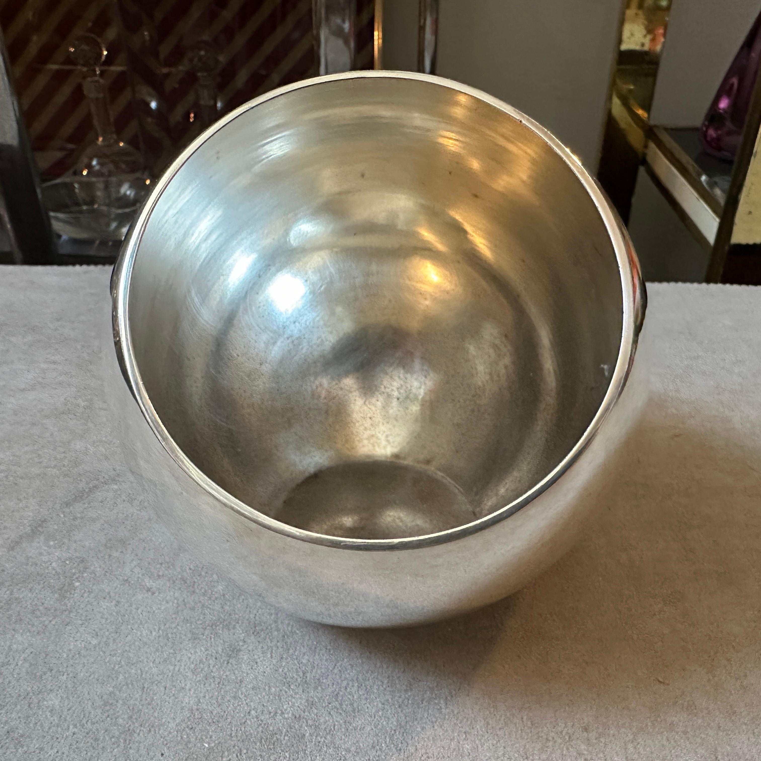 20th Century A Rare 1980s Minimalist Silver Plated Round Design Vase by Lino Sabattini For Sale