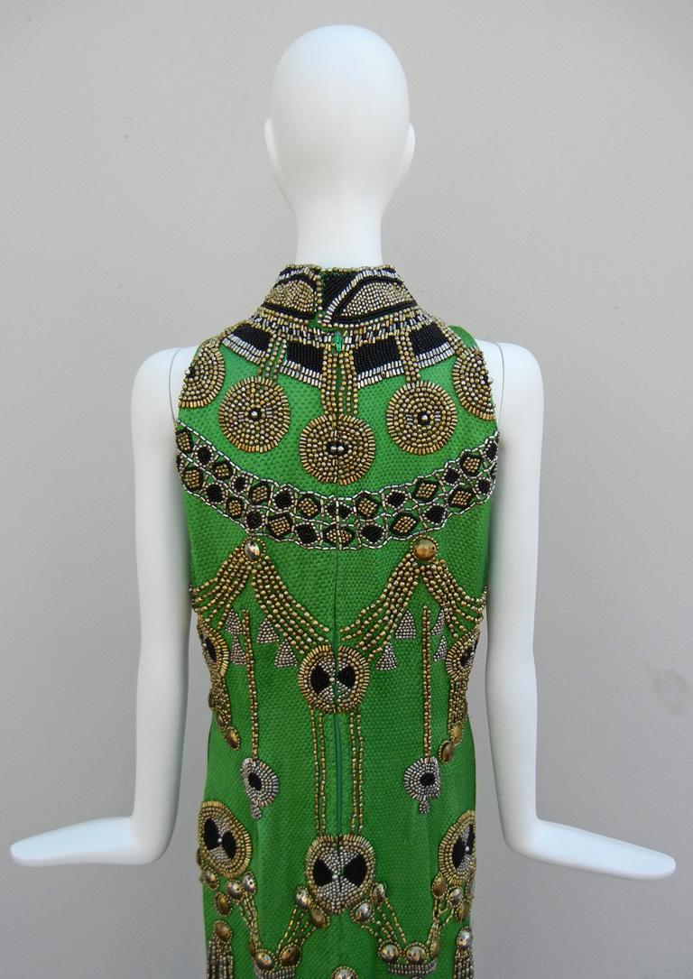  Rare 1990 Versace Atelier Egyptian One-of-a-Kind Heavily Beaded Runway Gown 2