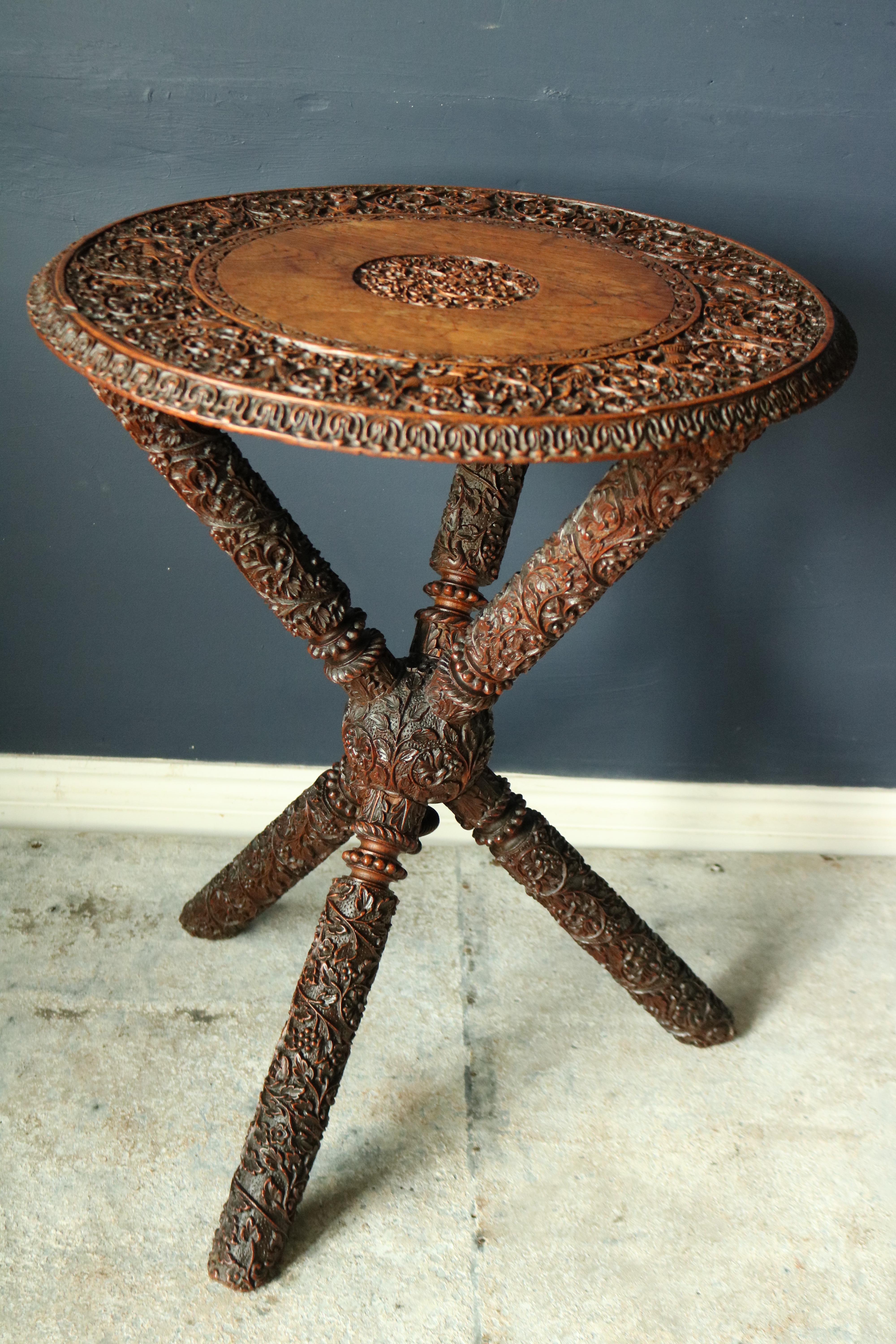 Rare 19th Century Carved Anglo Indian Table 5