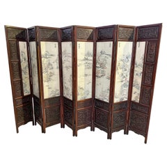 A 19th Century Chinese Silk Embroidery & Hardwood Floor Screen