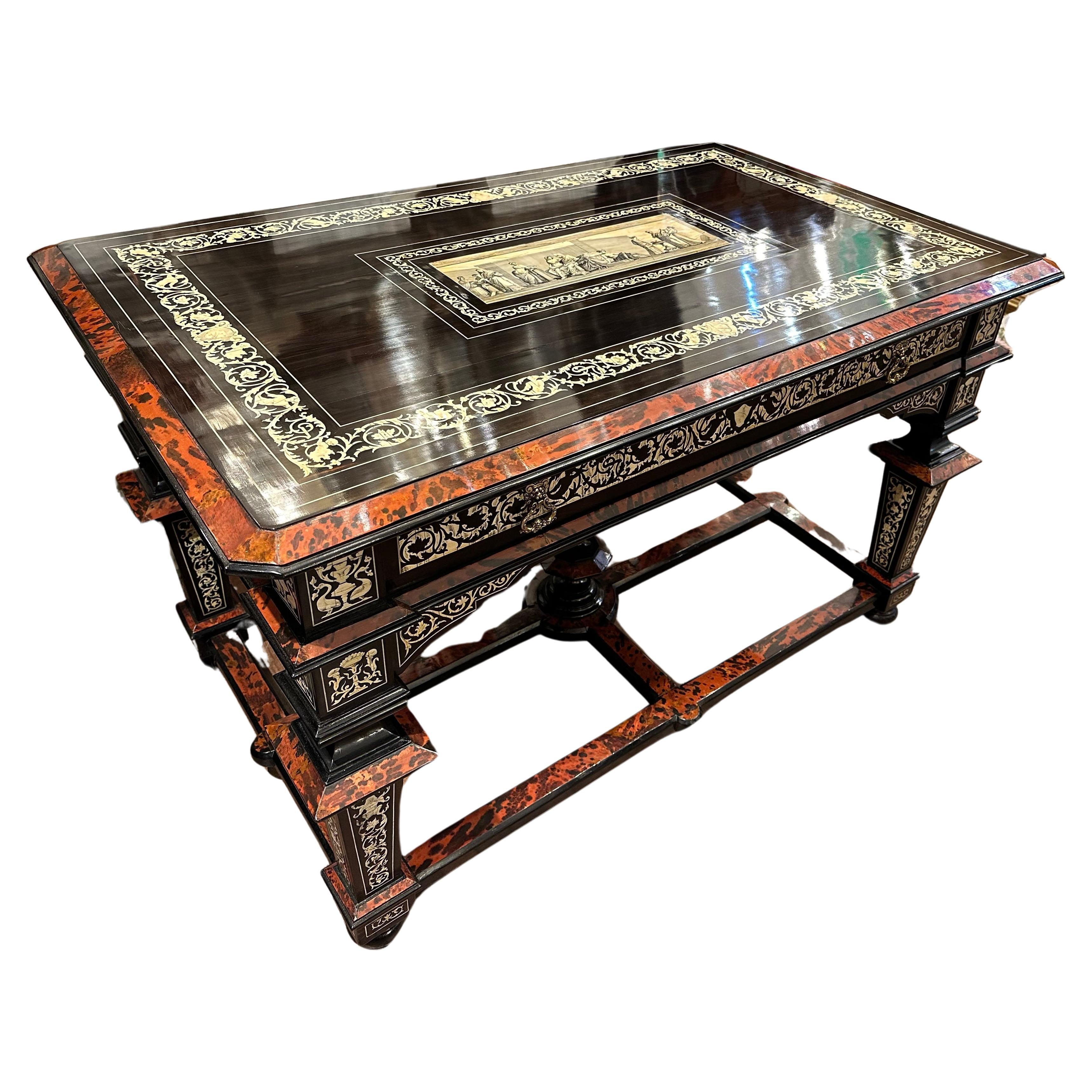 Rare table incrustée du 19ème siècle par Ferdinando Pogliani