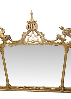 Seltener Spiegel aus irischem Tryptic-Giltwood des 19. Jahrhunderts mit Ho-Ho-Vogel