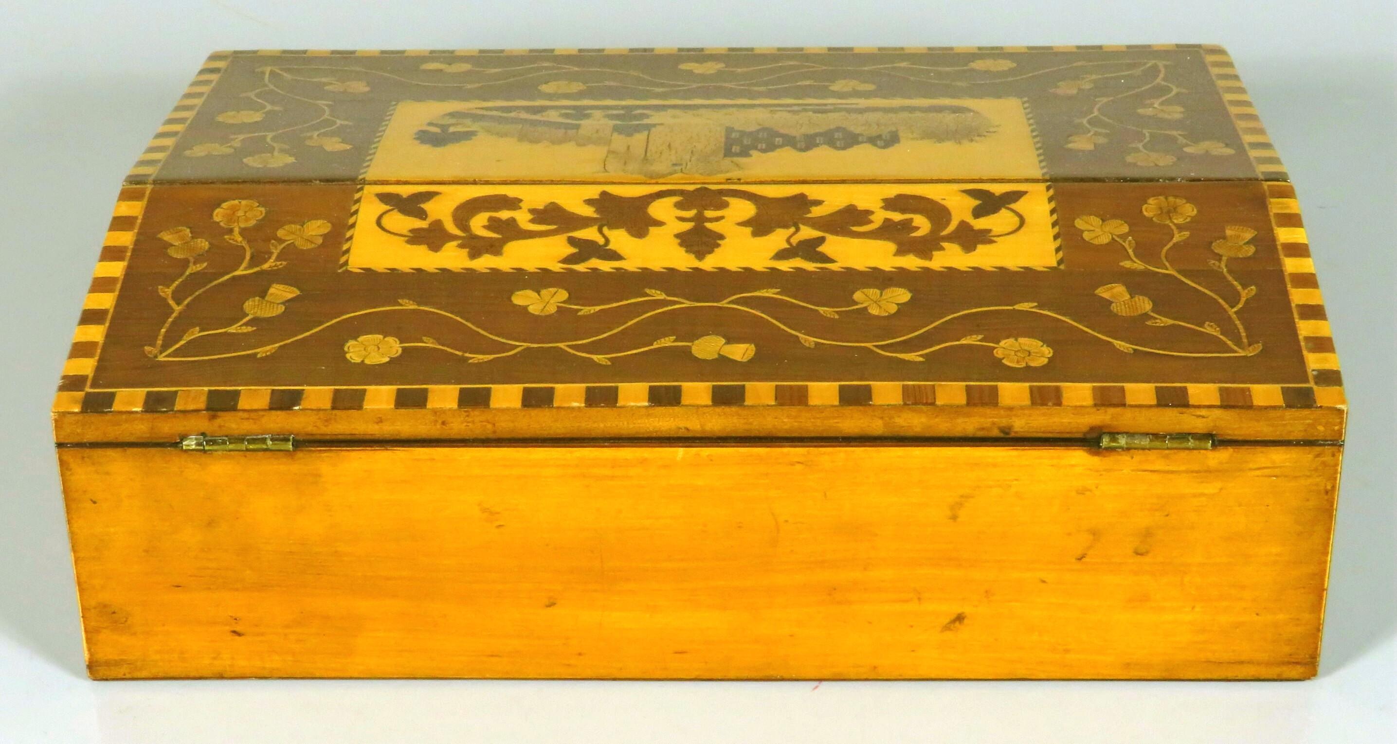 Seltener Schreibschrank aus Killarney Ware des 19. Jahrhunderts mit Intarsien, Irland um 1875 (Parkettarbeit) im Angebot