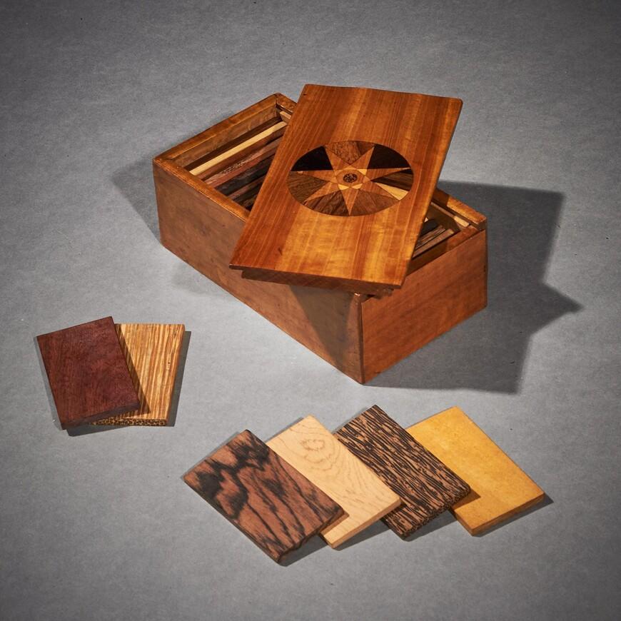 Rare 19th Century West Indian Satinwood Specimen Wood Box with Titled Specimen 1