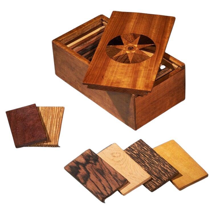 Rare 19th Century West Indian Satinwood Specimen Wood Box with Titled Specimen