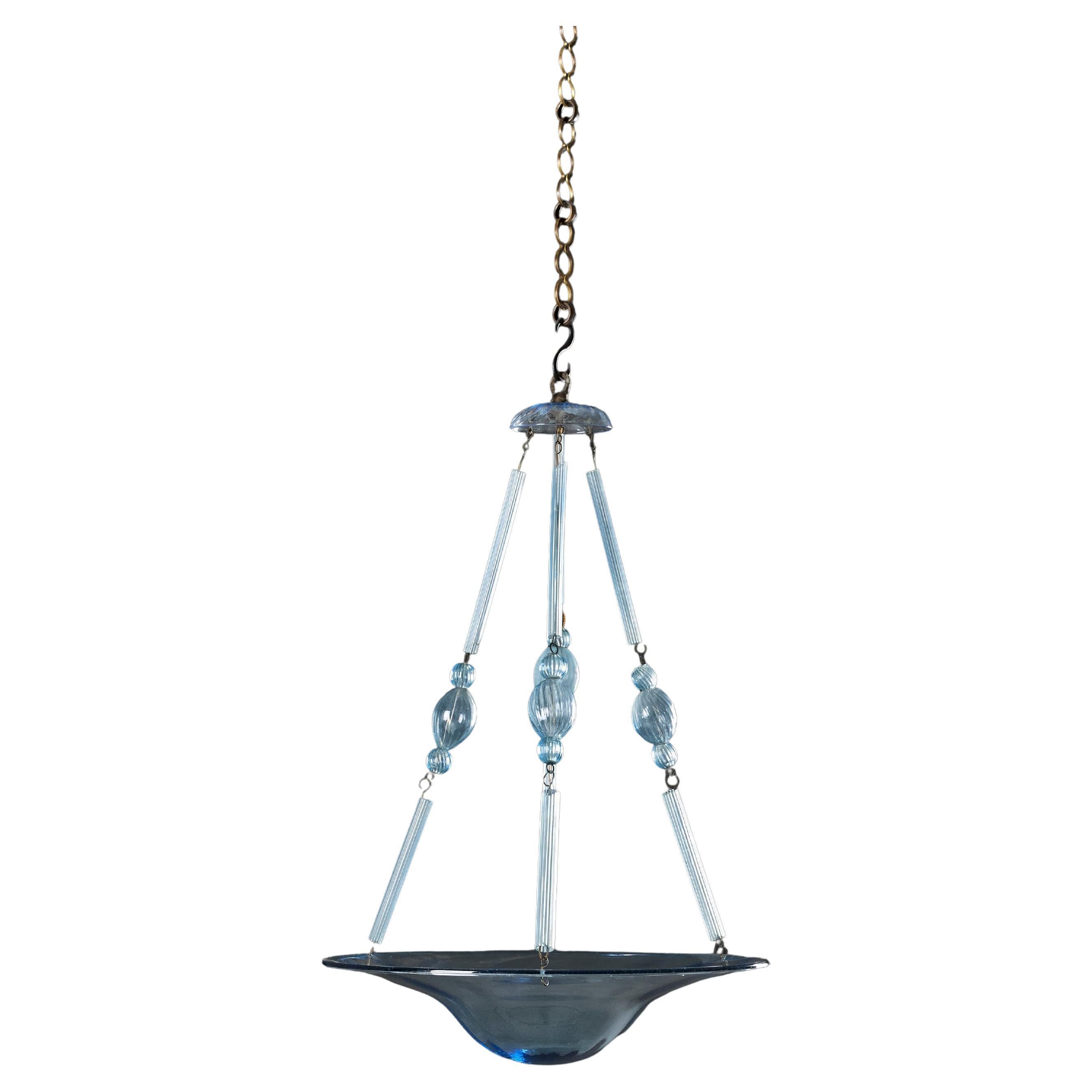 A Rare 20th Century Blue Murano Glass Dish Light by Vittorio Zecchin