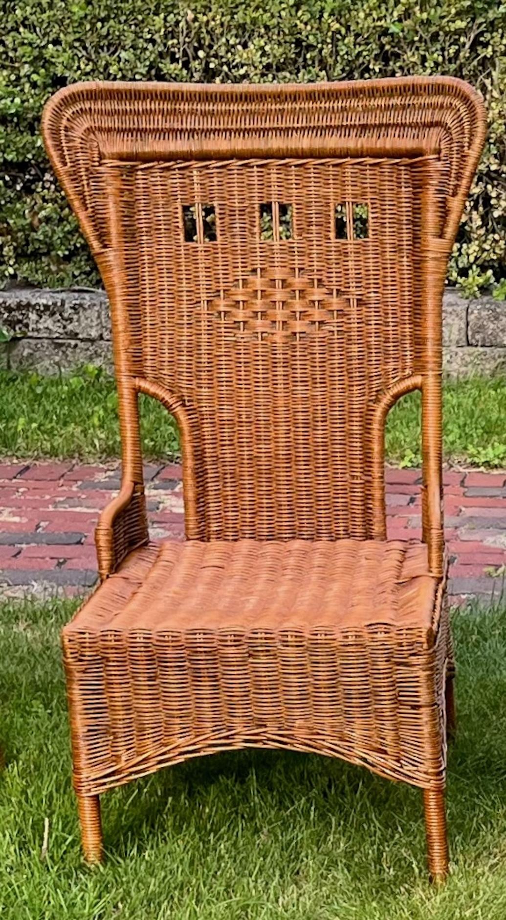Rare ensemble de 5 pièces de mobilier de bibliothèque et de véranda en osier de style Arts and Crafts en vente 3